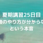 夏期講習25日目「勉強のやり方が分からない」という本音
