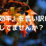 『効率』を言い訳にしてませんか？
